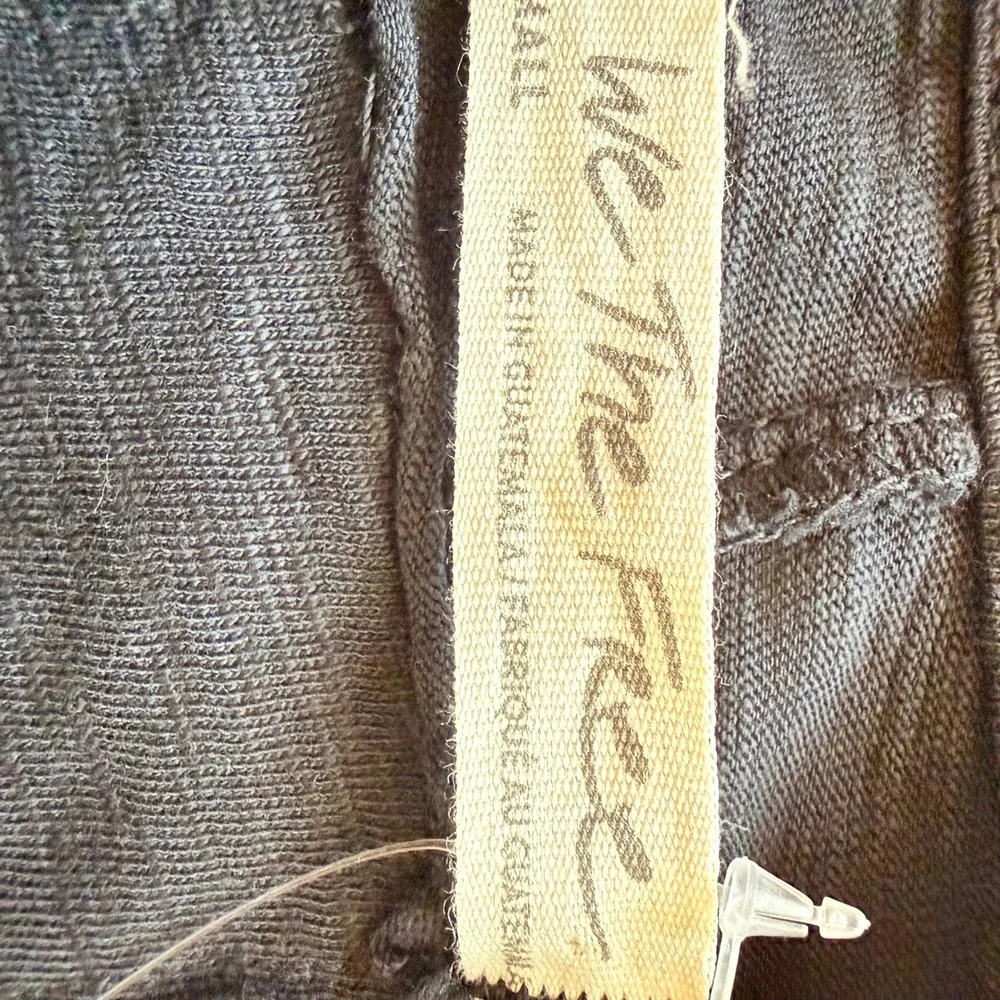 Free People We The Free Burnout Slub Tee Womens Small Black Long Sleeve